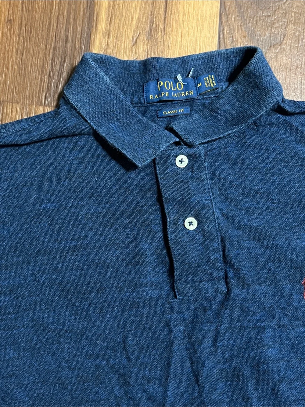 Polo Ralph Lauren Polo Shirt Mens Medium Cotton Long Sleeve Blue Pony Preppy